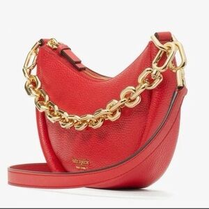 Kate Spade Red Gold Crescent Shoulder Bag